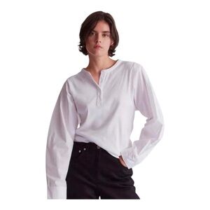 NWT THAKOON Mixed Media Long Sleeve Henley, White, size Medium